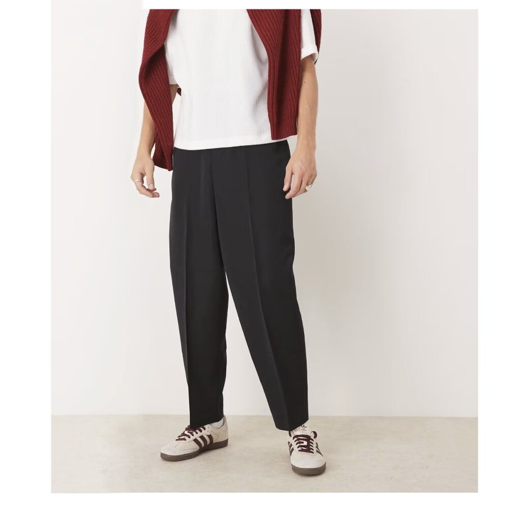 Men's Black Balloon Tapered Dress Slack Single Pleats Size 32x32 ASOS Design NWT